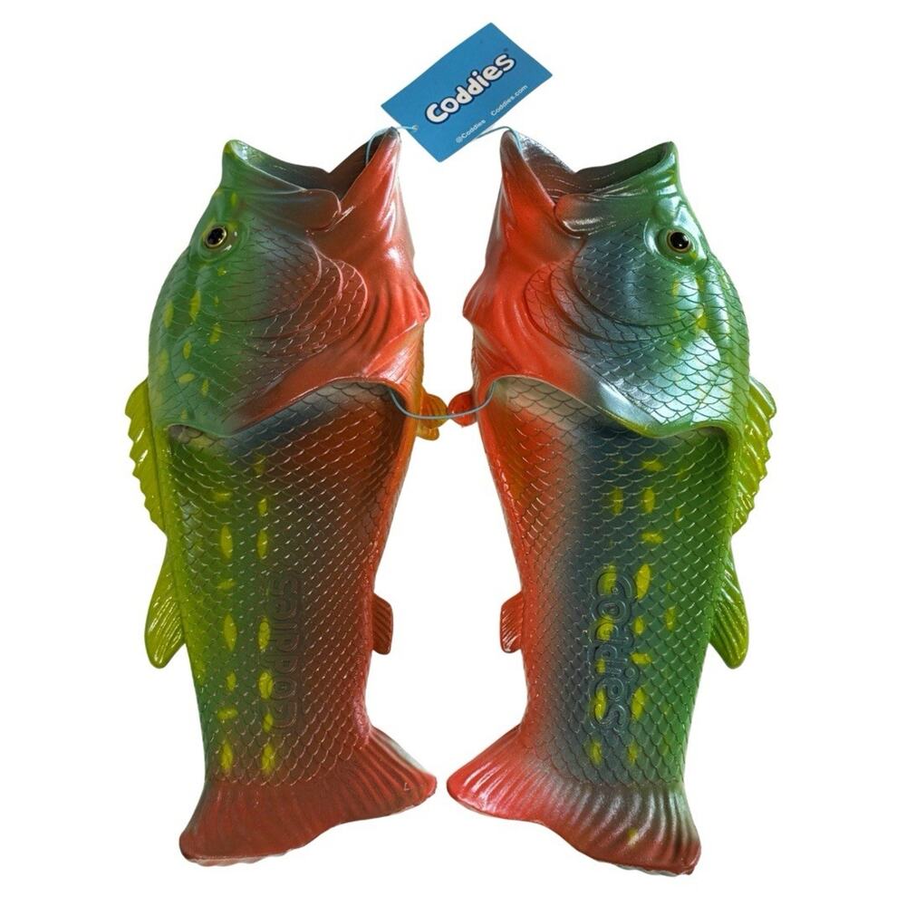 Coddies Fish Flip Flops BROOK TROUT Slippers EU 44/45 Men’s 10/11.5 Gag Gift NWT